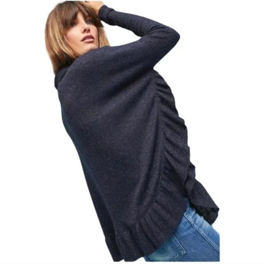 New Anthropologie Postmark XS/S Orley Metallic Cowl‎ Neck Ruffle Sweater